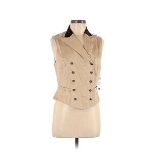 Lauren Ralph Lauren Double Breasted Riding Vest Tan Brown Velvet Collar 8